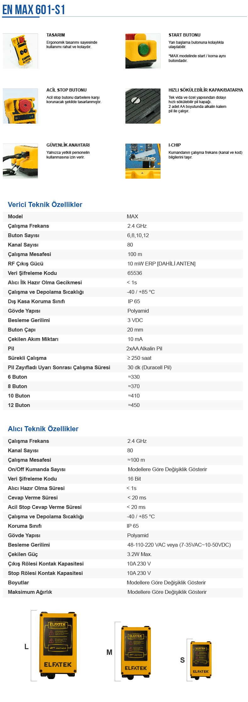 En Max 601 S1 Özellikler